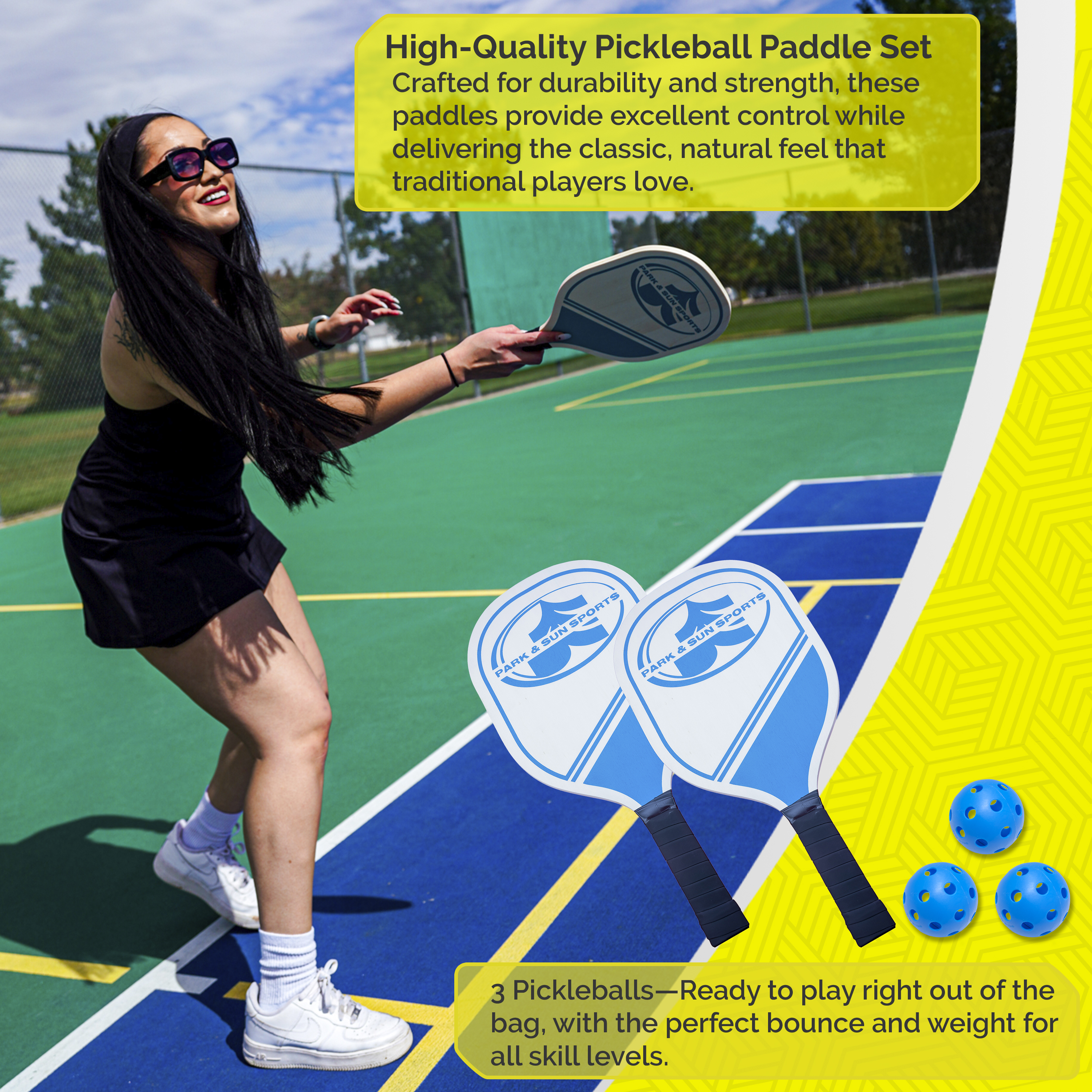 complete adjustable pickleball set wooden pickelball paddles