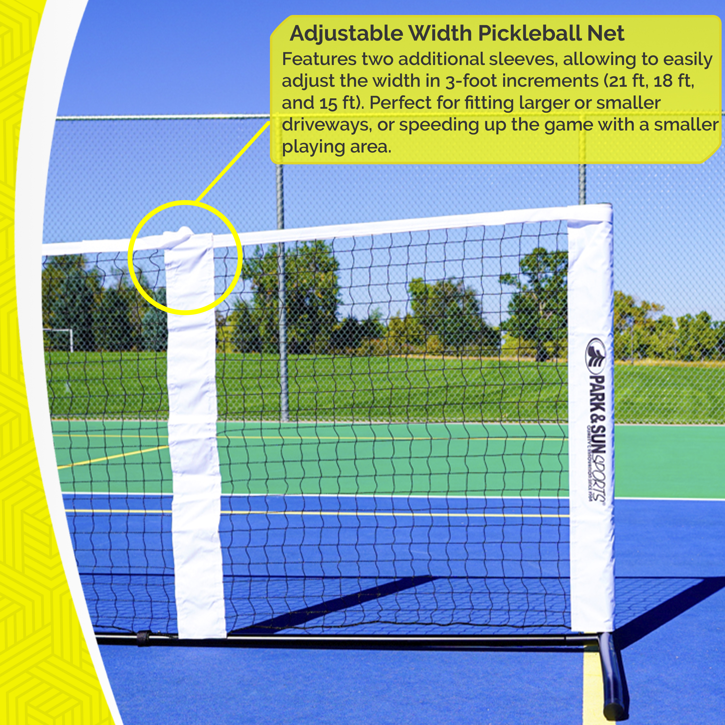 adjustable pickleball net with steel frame