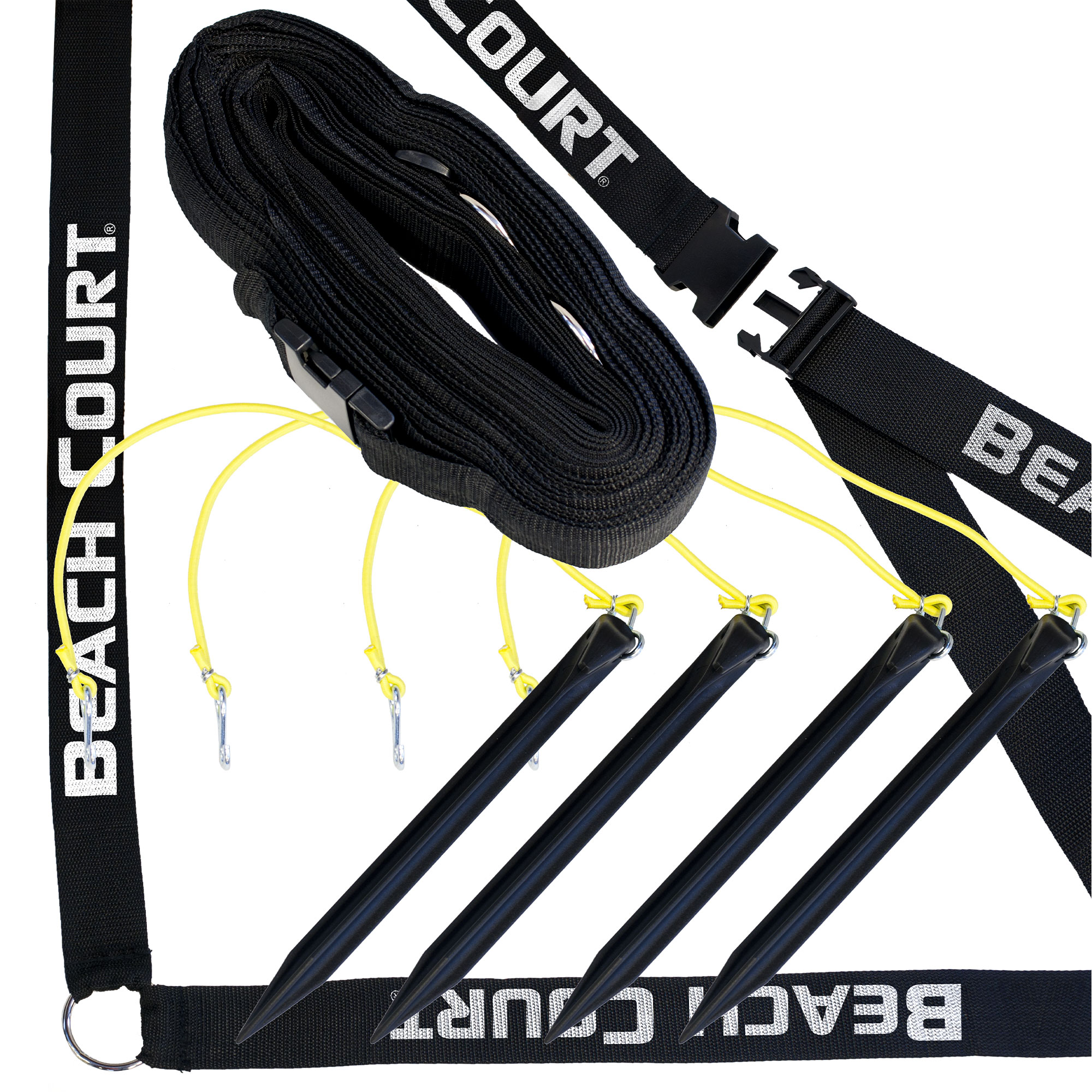 BeachCourt – 2 inch PRO Doubles, Short Court Volleyball with printed Black Webbing Boundary (8m x 16m)