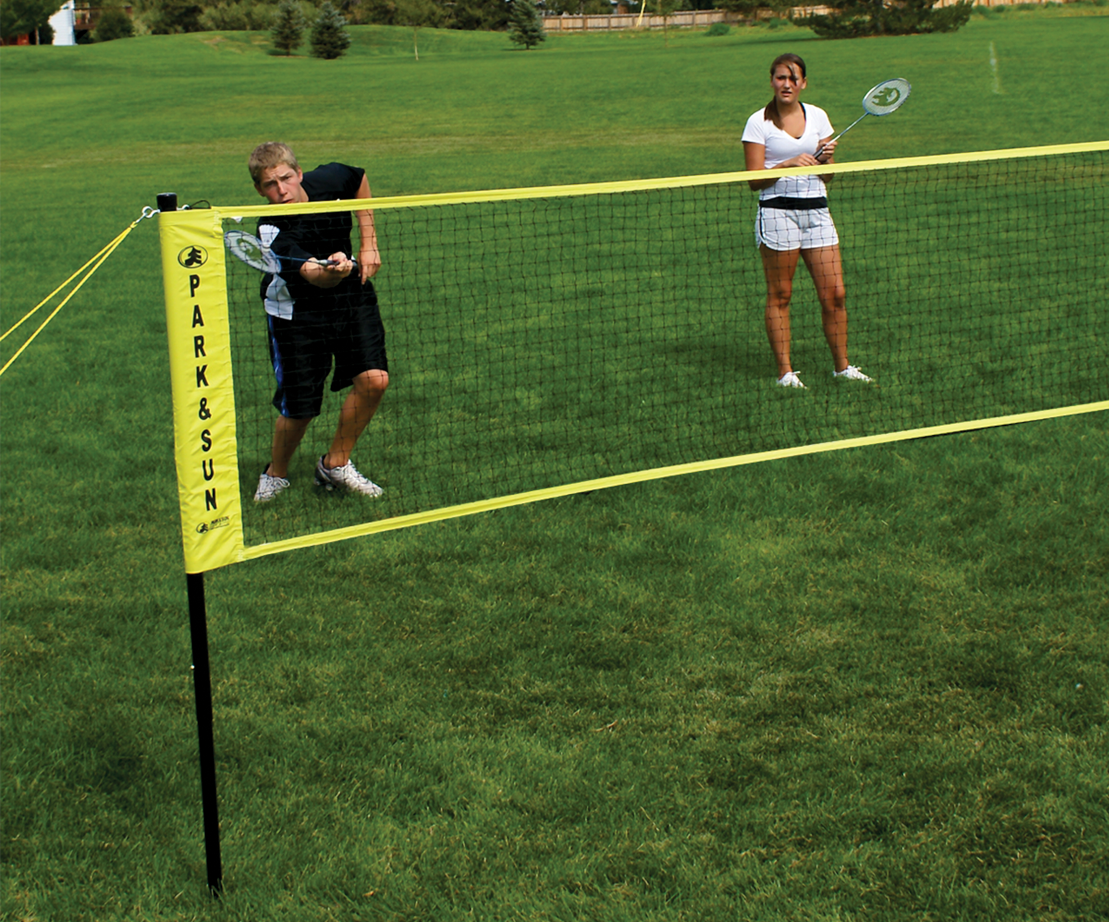 Obobb 4 Rackets with Net Pole Badminton Rackets Set for Backyard Beach Game