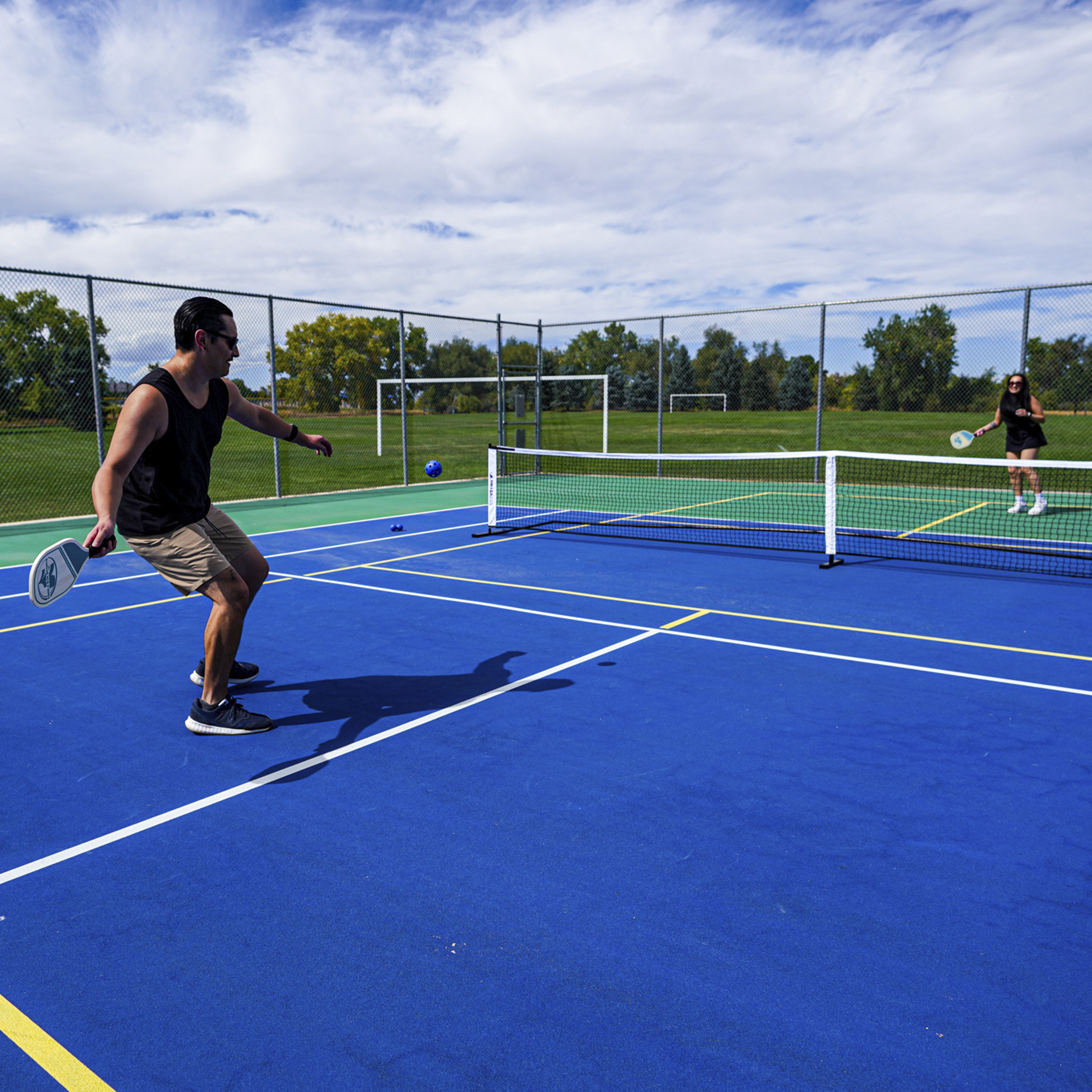 portable pickleball set on solid surfaces