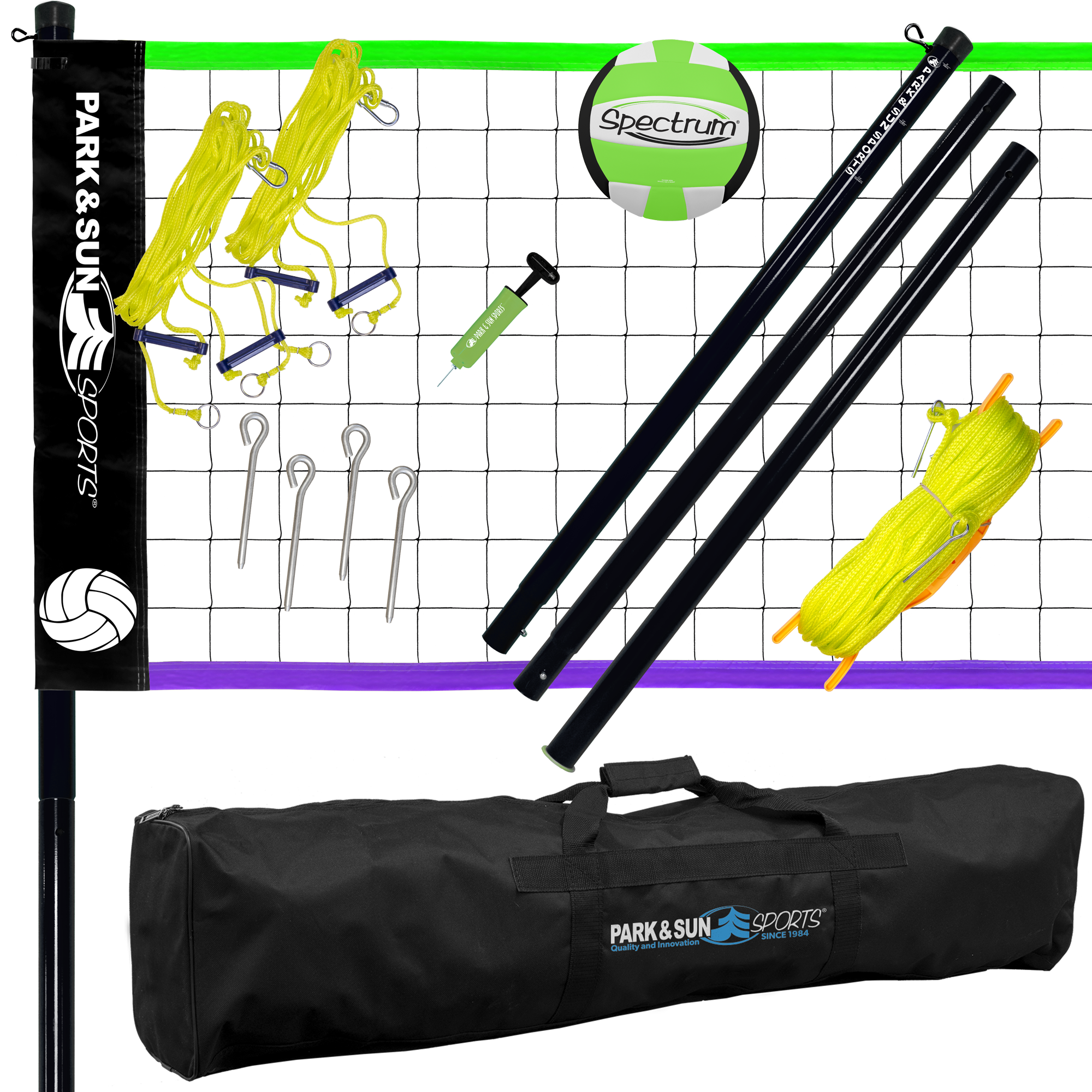 Park and Sports Green & Purple Spiker Outdoor Volleyball Set Product Layout