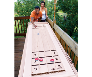 Park and Sun Sports - Outdoor Game Table Series - Blue Sky Shuffleboard Table Action